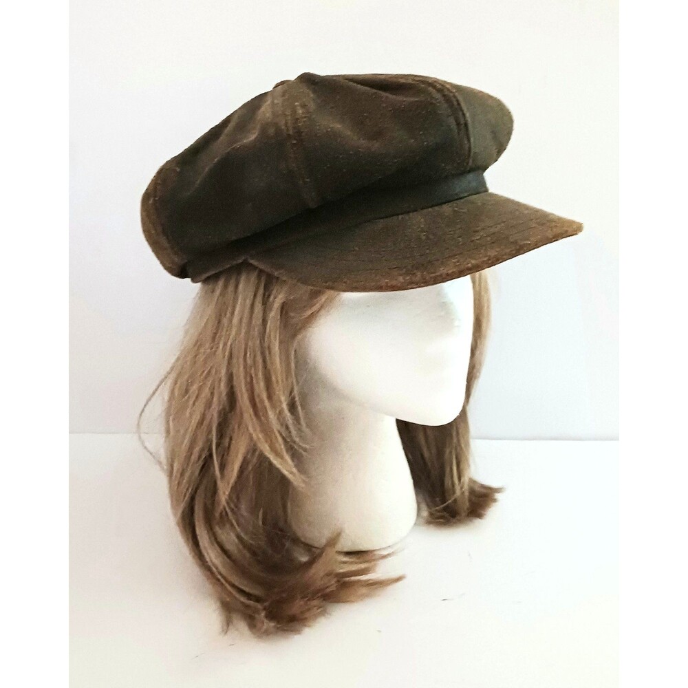 VTG Y2K Wilsons Leather Maxima Distressed Brown Leather Newsboy Cap